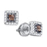 14k White Gold Cognac-brown Color Enhanced Princess Diamond Stud Square Screwback Earrings 1/3 Cttw - Gold Americas