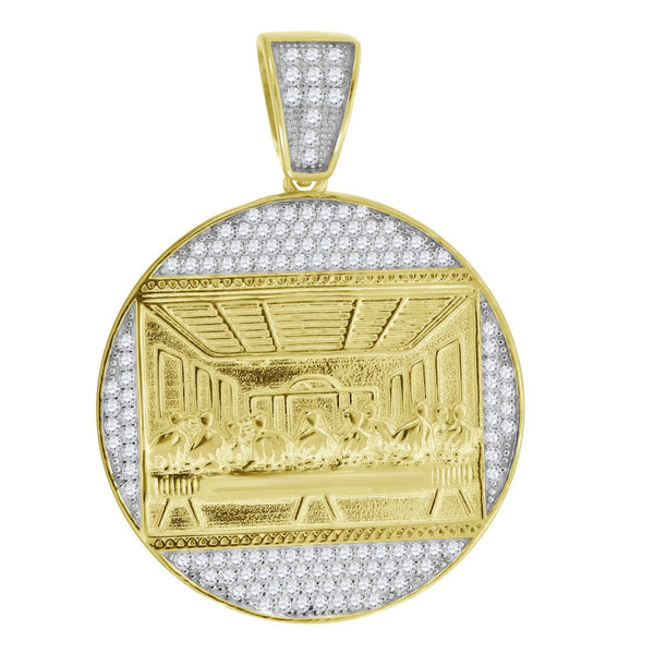 Sterling Silver Round Cubic Zirconia CZ Last Supper Charm Pendant