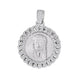 Sterling Silver  Round Cubic Zirconia CZ Circle Shape Jesus Face Religious Cuban Link Around Pendant