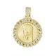 Yellow-tone Sterling Silver Wo Round Cubic Zirconia CZ Jesus Face Cub link Circle Shape Pendant