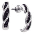 10K White Gold Round Black Color Enhanced Diamond J Hoop Earrings 1/6 Cttw - Gold Americas