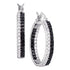 10K White Gold Round Black Color Enhanced Diamond Inside-Outside In Out Hoop Earrings 7/8 Cttw - Gold Americas