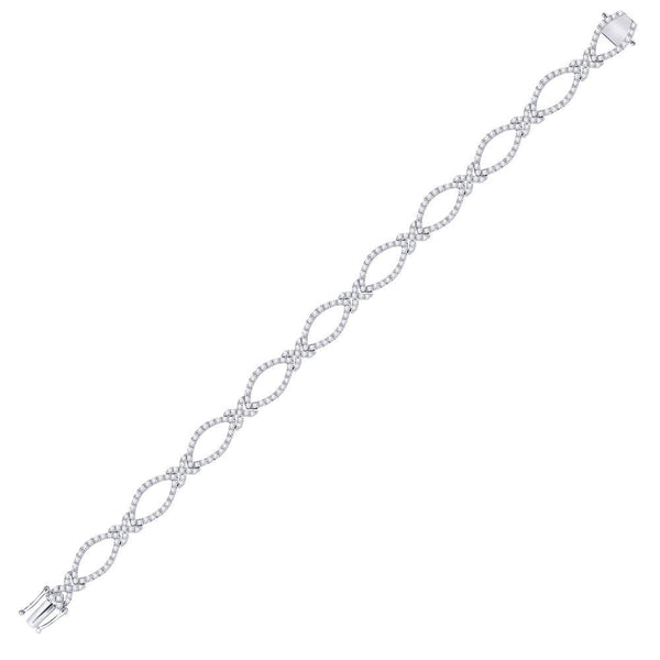 14K White Gold Diamond Link Bracelet 2-3/8 Cttw