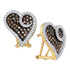 10K Yellow Gold Round Brown Color Enhanced Diamond Heart Earrings 1.00 Cttw - Gold Americas