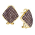 10K Yellow Gold Round Cognac-brown Color Enhanced Diamond Square Cluster Earrings 1-7/8 Cttw - Gold Americas