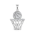 Sterling Silver Mens Round Cubic Zirconia CZ Basket Ball Sports Fashion Charm Pendant, Pendants, Silverine, Jawa Jewelers
