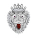 Sterling Silver  Round Cubic Zirconia CZ Animal Lion King Face Charm Pendant