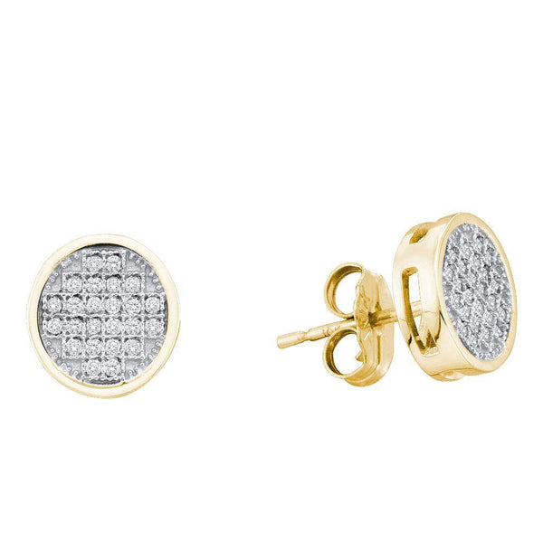 10K Yellow Gold Round Diamond Circle Cluster Earrings 1/6 Cttw - Gold Americas