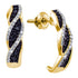 10K Yellow Gold Round Black Color Enhanced Diamond J Hoop Earrings 1/6 Cttw - Gold Americas