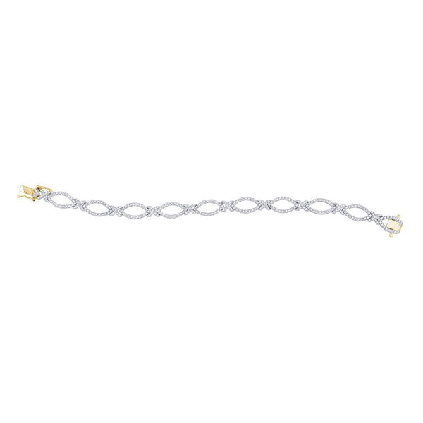 14K Yellow Gold Diamond Link Bracelet 2-3/8 Cttw