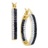 10K Yellow Gold Round Black Color Enhanced Diamond Inside-Outside Hoop Earrings 7/8 Cttw - Gold Americas