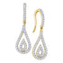 10K Yellow Gold Round Diamond Teardrop Dangle Earrings 1/2 Cttw - Gold Americas