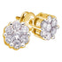 Yellow-tone Sterling Silver Round Diamond Flower Cluster Stud Earrings 1/4 Cttw - Gold Americas