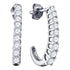 10K White Gold Round Diamond Single Row Half J Hoop Earrings 7/8 Cttw - Gold Americas