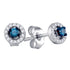 10K White Gold Round Blue Color Enhanced Diamond Stud Earrings 1/5 Cttw - Gold Americas