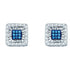 10K White Gold Round Blue Color Enhanced Diamond Square Stud Earrings 1/2 Cttw - Gold Americas