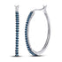 10K White Gold Round Blue Color Enhanced Diamond Hoop Earrings 1/4 Cttw - Gold Americas