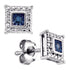 Sterling Silver Round Blue Color Enhanced Diamond Solitaire Earrings 1/20 Cttw
