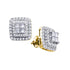 14K Yellow Gold Princess Round Diamond Square Frame Cluster Earrings 1.00 Cttw - Gold Americas