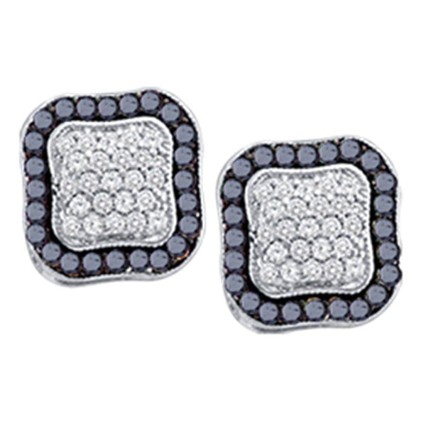 10K White Gold Round Black Color Enhanced Diamond Cluster Earrings 1.00 Cttw - Gold Americas