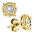 Yellow-tone Sterling Silver Round Diamond Solitaire Circle Frame Stud Earrings 1/10 Cttw