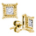 Yellow-tone Sterling Silver Round Diamond Solitaire Square Stud Earrings