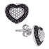 10K White Gold Black Color Enhanced Round Diamond Heart Cluster Screwback Stud Earrings 1/2 Cttw - Gold Americas