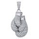 Sterling Silver  Round Cubic Zirconia CZ Boxing Gloves Cluster Charm Pendant