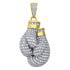 Yellow-tone Sterling Silver Mens Round Cubic Zirconia CZ Boxing Gloves Cluster Charm Pendant, Pendants, Silverine, Jawa Jewelers