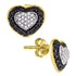 10K Yellow Gold Round Black Color Enhanced Diamond Heart Stud Earrings 1/2 Cttw - Gold Americas