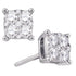 18K White Gold Round Diamond Square Cluster Stud Earrings 3/4 Cttw - Gold Americas