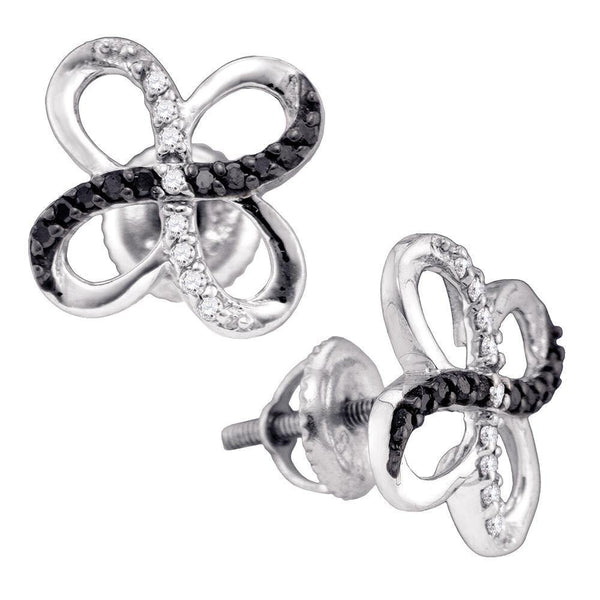 10K White Gold Round Black Color Enhanced Diamond Stud Earrings 1/5 Cttw - Gold Americas