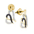 10K Yellow Gold Round Black Color Enhanced Diamond Heart Stud Earrings 1/3 Cttw