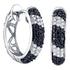 10k White Gold Black Color Enhanced Round Pave-set Diamond Hidden Snap Post Hoop Earrings 5/8 - Gold Americas