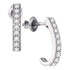 10K White Gold Round Diamond Half J Hoop Earrings 1/5 Cttw - Gold Americas