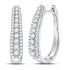 10K White Gold Round Diamond Oblong Hoop Earrings 7/8 Cttw - Gold Americas