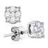 18K White Gold Round Diamond Cluster Stud Earrings 3/4 Cttw - Gold Americas