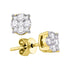 18K Yellow Gold Round Diamond Cluster Stud Earrings 3/4 Cttw - Gold Americas