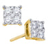 18K Yellow Gold Round Diamond Square Cluster Screwback Earrings 1.00 Cttw - Gold Americas