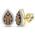 10K Yellow Gold Round Brown Color Enhanced Diamond Teardrop Cluster Earrings 1.00 Cttw - Gold Americas