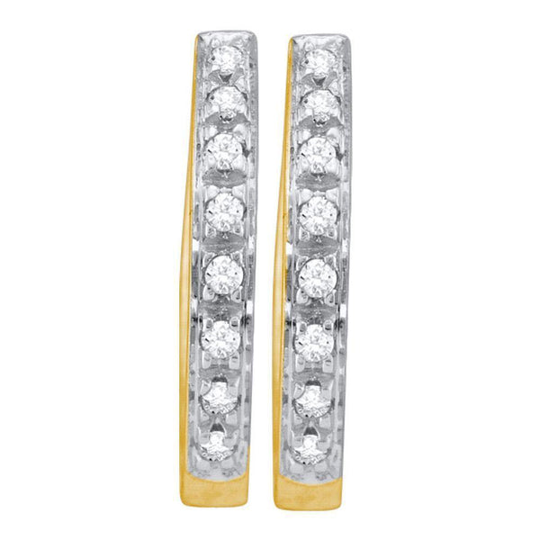 10K Yellow Gold Round Diamond Single Row Hoop Earrings 1/8 Cttw - Gold Americas