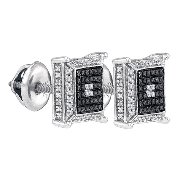 Sterling Silver Mens Round Diamond Square Cluster Earrings 1/8 Cttw - Gold Americas