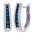 10K White Gold Round Blue Color Enhanced Diamond Hoop Earrings 1/2 Cttw - Gold Americas