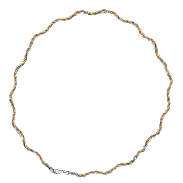 925 Sterling Silver 6gms Rose & Gold Plated Spring Omega Bracelet  7" Unisex - Gold Americas