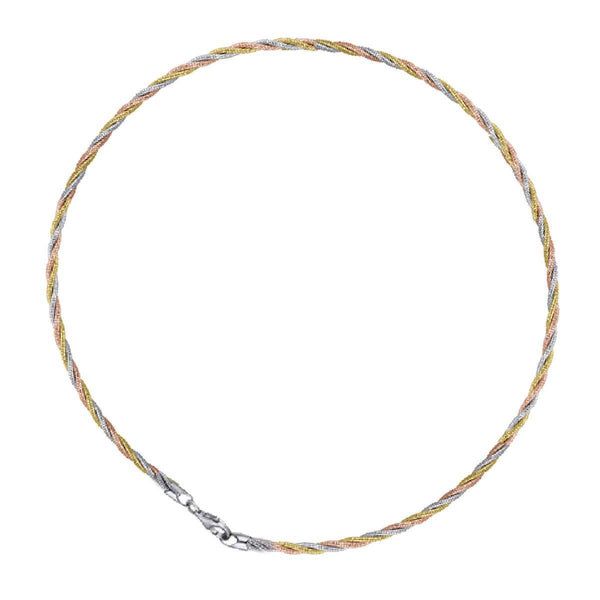 925 Sterling Silver 5.9gms Rose & Gold Plated Spring Omega Bracelet  7" Unisex - Gold Americas
