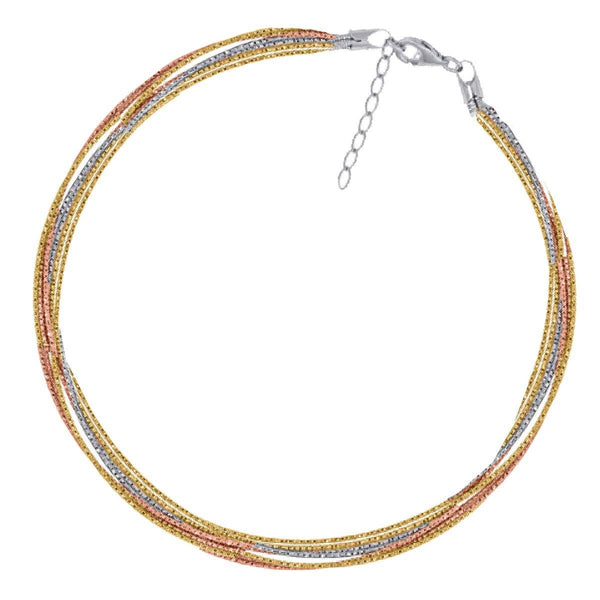925 Sterling Silver 12.3gms Rose & Gold Plated Spring Omega Bracelet  7.5" Unisex - Gold Americas