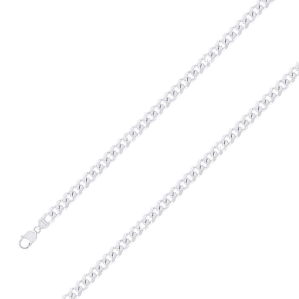 925 Sterling 7mm Silver Finish Classic Cuban Chain Size- 9" - Gold Americas