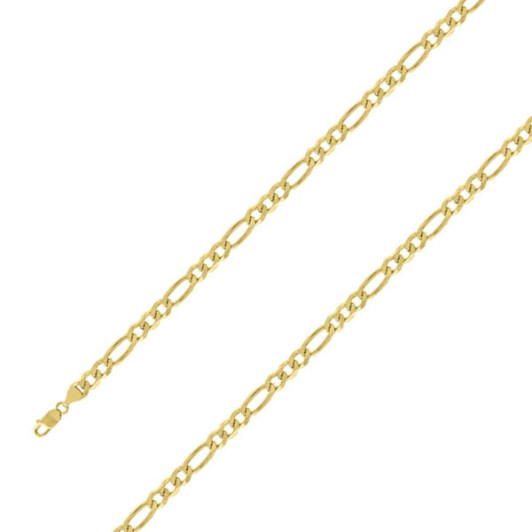 14k Yellow Gold Plated 7mm Silver Figaro Chain Size- 8" - Gold Americas