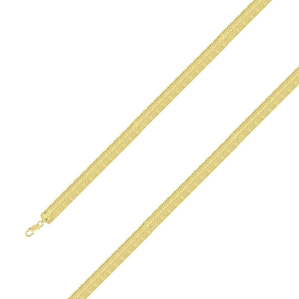 925 Sterling Silver 7mm Gold Plated Herring Bone Chain Size- 9" - Gold Americas
