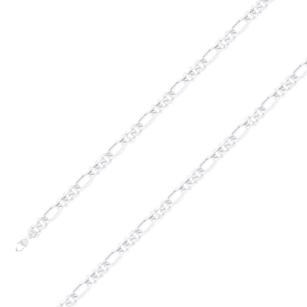 925 Sterling 7mm Silver Diamond Cut Classic Figaro Chain Size- 9" - Gold Americas